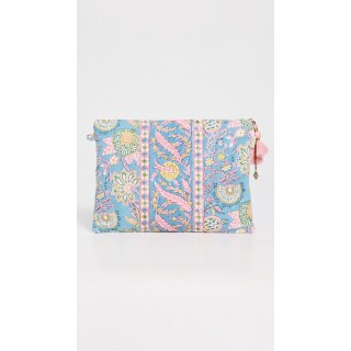 Women's Blue Yellow Print Zipper Bag