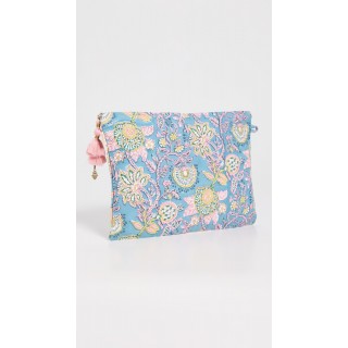 Women's Blue Yellow Print Zipper Bag