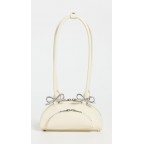 Women's Cream Leather Curved Mini Shoulder Bag