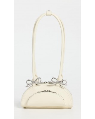 Women's Cream Leather Curved Mini Shoulder Bag