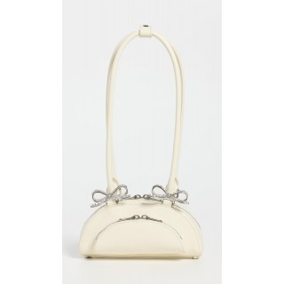 Women's Cream Leather Curved Mini Shoulder Bag
