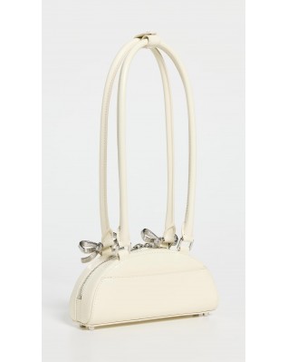 Women's Cream Leather Curved Mini Shoulder Bag