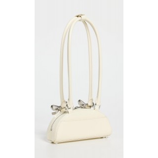 Women's Cream Leather Curved Mini Shoulder Bag