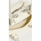 Women's Cream Leather Curved Mini Shoulder Bag